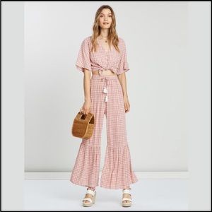 Faithfull The Brand Bisou Pants - Emilinah Check Print - Vintage Pink